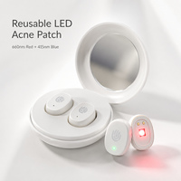 KOPUS Patch LED rechargeable USB pour l'acné, thérapie par la lumière rouge, bleue et violette, patch anti-boutons 660nm 415nm, 3 modes d'éclairage pour le visage