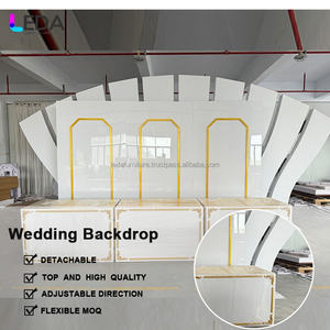 LEDA oro enmarcado romántico blanco boda suministros telón de fondo boda decoración para eventos de boda - Product Image 2