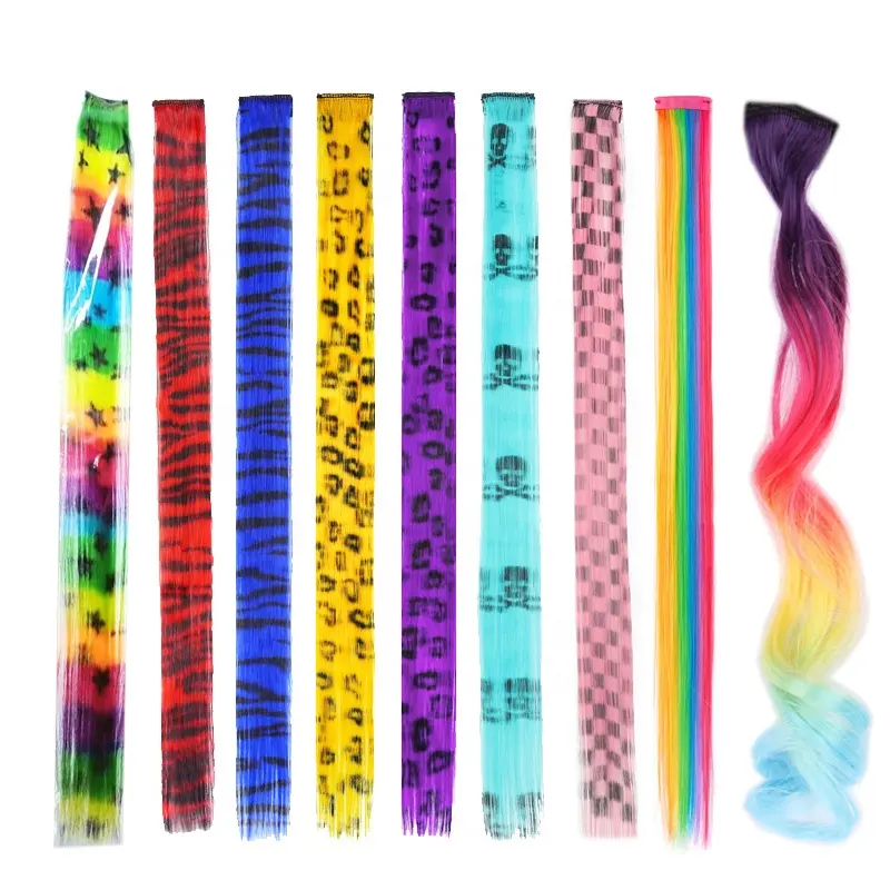 Fermaglio per capelli stampato personalizzato Zebra Leopard Skull Check Colorful Party Highlight Ombre Rainbow Curly Hair Clips nelle estensioni dei capelli