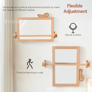 Espejo Montessori de madera maciza con riel para bebés que aprenden a ponerse de pie y explorar de forma segura - Product Image 3