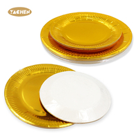 Yachen haute qualité luxe or argent vaisselle de fête jetable gobelets et assiettes en papier pour fournitures de fête d'anniversaire
