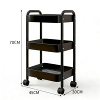 Chariot de rangement roulant à 3 niveaux, chariot utilitaire mobile robuste, chariot organisateur multifonction en métal avec roues