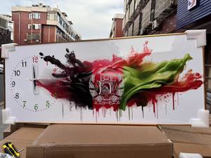 Orologio <span class=keywords><strong>da</strong></span> <span class=keywords><strong>Parete</strong></span> Artistico con Bandiera dell'Afghanistan, Cornice in Alluminio, Decorazione per Casa e Ufficio - Product Image 4