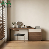 Commode à 3 tiroirs en noyer SLS, commode de rangement moderne en bois, armoire à coins arrondis pour chambre à coucher, salon, entrée