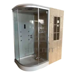 Factory price hemlock far infrared dry sauna steam room and wet steam room for villa