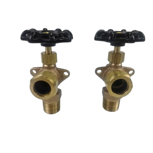 Robinet de jauge d'eau en bronze 1/2 po avec drain inférieur, interrupteur en verre sans trou sur l'autre poignée, noir - Product Image 2