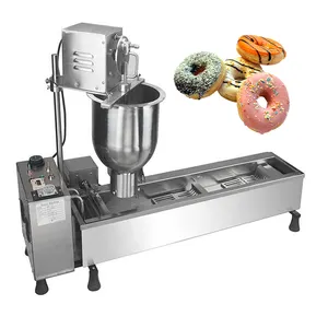 OEM tam otomatik Donut fritözü ticari gıda sınıfı paslanmaz çelik Donut yapma makinesi elektrikli Doughtnut yapımcısı