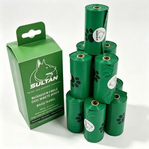 ถุงเก็บอุจจาระสุนัขแบบพิมพ์ลายเอง HDPE ย่อยสลายได้ทางชีวภาพ ขายส่งแบบม้วน - Product Image 1