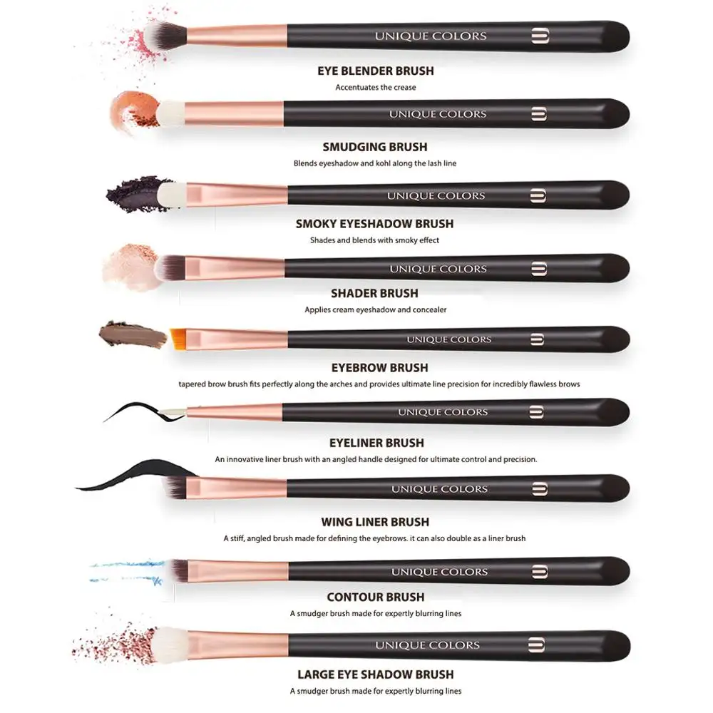 9pcs professional vegan 100% cruelty free Synthetic Eyeshadow Brushes Eye Makeup Brush Set