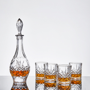 Old Fashioned <strong>Glass</strong> <strong>Crystal</strong> Lead Free Whisky Decanter <strong>Set</strong> of 5 PCS Home Decor Bar Christmas Gift - Product Image 2