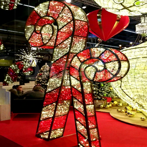 Led Outdoor Christmas Decorative Lights 3d Candy Cane Dessert Shape For Park Square Scenic Area Ip65 Street Lighting - Product Image 1