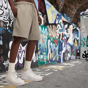 Vintage Custom Men's Mid Waist High Street Eco-Friendly Streetwear Shorts Distressed Cotton Drawstring Acid Wash <b>Applique</b> <b>Patch</b> - Product Image 2