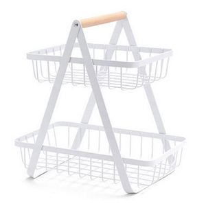 Custom Color 2-3-Tier Metal Foldable Adjustable Vegetable Rack with Rectangle <b>Wire</b> <b>Basket</b> Fruit Bowl Holder for Fruits - Product Image 1