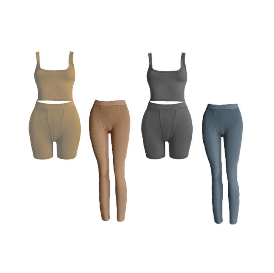 Повседневная Женская одежда с логотипом на заказ, летние короткие наряды, топ в рубчик и шорты, комплект из двух предметов