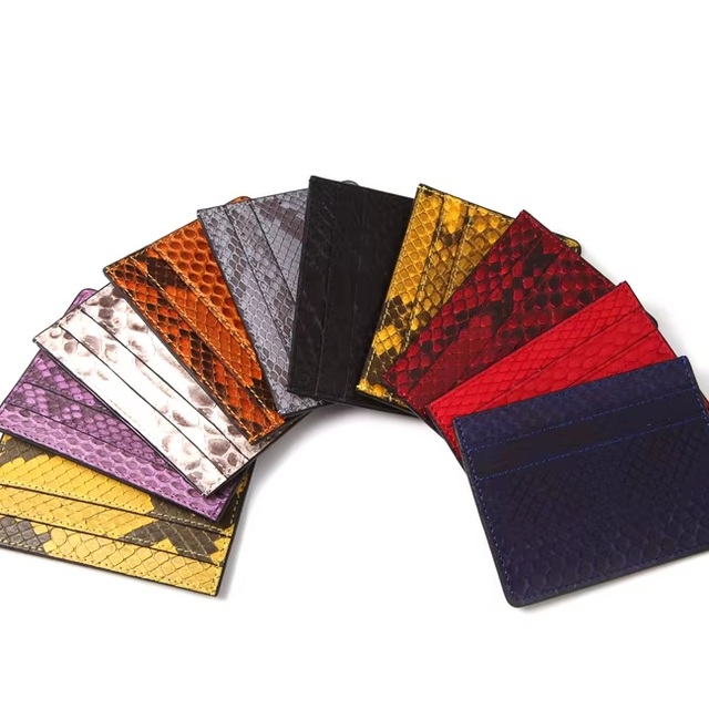 Professional Factory Fashion Python Skin Card Holder Custom Logo Design Leather Wallet for Men Women