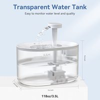 Fontaine à eau automatique pour animaux de compagnie de 3,5 L, distributeur d'eau transparent pour chats de 118 oz, fontaine à eau intelligente à faible bruit de 25 dB pour chats et chiens