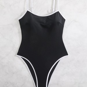 Nouveau maillot de bain une pièce tendance à blocs de couleur et bords sans couture, coupe haute sexy, pour femme - Product Image 2