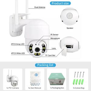 A12 <span class=keywords><strong>ICSEE</strong></span> 2MP 4MP Full HD 1080P 360 ° PTZ WiFi POE Cámara de red impermeable al aire libre Visión nocturna Cámara IP WIFI de Voz bidireccional - Product Image 4