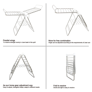 Stendibiancheria Pieghevole in Acciaio Inox con Ali Estensibili, Stendino <span class=keywords><strong>per</strong></span> Scarpe <span class=keywords><strong>per</strong></span> Uso Domestico, Balcone e Esterno - Product Image 4