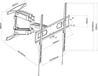 X-large jusqu'à 90 pouces VESA 800X600 matériau métallique à haute capacité de charge Heavy duty six bras full motion TV support mural