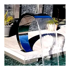 工厂制造的不锈钢喷泉，用于室外水疗池配件游泳池瀑布，带发光二极管灯