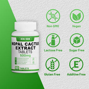 Fabrication en gros OEM sous marque privée de Comprimés de <span class=keywords><strong>Nopal</strong></span> <span class=keywords><strong>Cactus</strong></span> 500mg, Supplément Alimentaire Végétarien à Base de Plantes, 60 Comprimés par Flacon - Product Image 3
