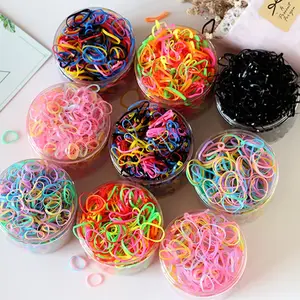 Wholesale 1000pcs/box hot sell fashion design kids hair tie accessories colored high elastic fancy hair rubber bands for girls