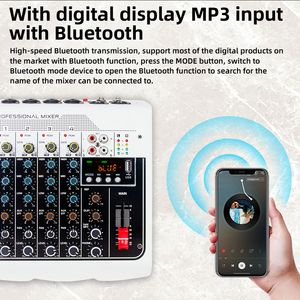 Mixer <span class=keywords><strong>Audio</strong></span> Professionale Mini a 4 Canali con Scheda <span class=keywords><strong>Audio</strong></span>, Console di Missaggio per DJ/Controller <span class=keywords><strong>Audio</strong></span> per Karaoke, Palco, Casa, +48V, USB - Product Image 4