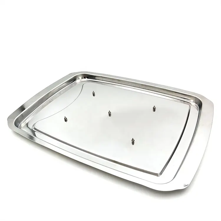 Stainless Steel Roast Meat Food Carving Tray 5 Spikes Kitchen Cooking Spiked Carving Tray