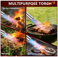 Torche au propane puissante avec conception détachable, torche de cuisine à flamme réglable, brûleur à flamme (réservoir non inclus)