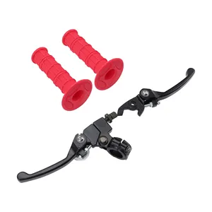 GOOFIT Motorcycle Handlebar Left Right Clutch Brake Lever With Red Hand Grips Fit For 50cc 70cc 110cc 150cc Pit Dirt Bike