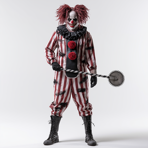 Disfraz de Payaso Terrorífico de Halloween con Manchas de Sangre de Dos Tonos para Hombre, Mono de Asesino de Terror con Máscara y Accesorio de Sierra, Traje de Cosplay para Carnaval - Product Image 5