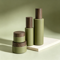 Ensemble de flacons cosmétiques ronds mats de 30 ml avec couvercle en bois, flacons vides pour toner, lotion, sérum, pot pour crème pour le visage, emballage écologique pour soins de la peau