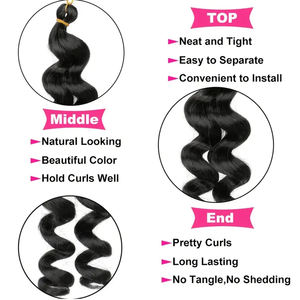 Court Bob Boho <span class=keywords><strong>Coiffure</strong></span> Italien Curl Synthétique Crochet Cheveux Français Lâche Curl Boîte Tressage Boho <span class=keywords><strong>Coiffure</strong></span> pour Femme Noire - Product Image 3