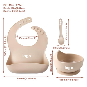 Ensemble d'alimentation pour bébé en silicone de qualité alimentaire sans BPA, 3 pièces, bol à succion et cuillère, bavoir étanche pour tout-petit - Product Image 2