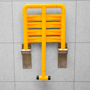 Lavni Wall Mounted <b>Shower</b> <b>Stool</b> Yellow Plastic Stainless Steel Anti Slip 300 Lb Capacity Bathroom Safety Equipment - Product Image 1