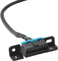 Kabel Pembagi OBD2 16 Pin Universal Sudut Kanan, Konektor J1962 1 Male ke 2 Female dengan Braket Pemasangan di Bawah Dasbor 50cm