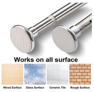 <span class=keywords><strong>Tringle</strong></span> à <span class=keywords><strong>rideau</strong></span> de <span class=keywords><strong>douche</strong></span> réglable en acier inoxydable 304 de 40 à 72 pouces, ressort de tension en métal, conception antidérapante, aucun perçage requis - Product Image 5