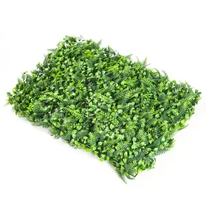 실내 장식을위한 인기있는 장식 매달려 인공 플라스틱 식물 잔디 벽 녹색 잎 플라스틱 꽃
