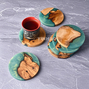 Giá khuyến mãi hiện đại ánh sáng sang trọng gỗ Epoxy đế lót ly Vòng trà cách nhiệt thảm nhựa gỗ Coaster - Product Image 3