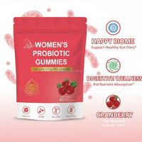 Bonbons Gommeux Probiotiques à la Canneberge pour Femmes, Marque Privée OEM, Vitamines 5 Milliards de UFC, Sans Sucre, Végétaliens, Soutien Immunitaire, Nouveau-né