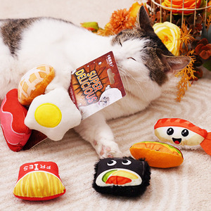 ของเล่นแมวยัดนุ่นรูปอาหารน่ารักสำหรับสัตว์เลี้ยงแมวเหมียวเคี้ยวในร่ม - Product Image 1