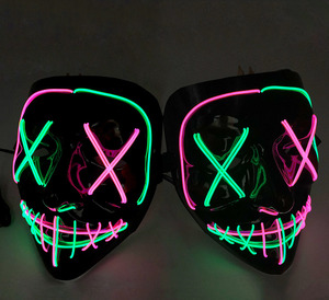 Masque LED PVC Lumineux Fil EL Halloween Horreur Fantôme DC3V Piles Autonomie 10-12h pour Fête Déguisement Cosplay - Product Image 2
