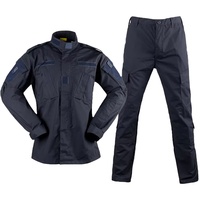 Combinaison tactique noire ACU Ripstop TC65 35 Polyester Coton Respirante Séchage rapide Poignets ajustables Poche sur le bras Utilisation sur le terrain