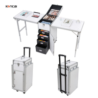 Pour une trousse de maquillage en aluminium durable, pliable, professionnelle, portable pour les techniciens en ongles, table de manucure