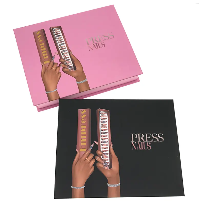 Hot style wholesale press on nails custom design private label press on nails packaging box with logo