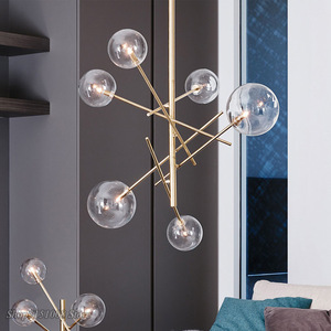 Plafonnier <span class=keywords><strong>suspendu</strong></span> composé de bulles de <span class=keywords><strong>verre</strong></span>, Design créatif nordique moderne, <span class=keywords><strong>Luminaire</strong></span> décoratif d'intérieur, idéal pour un salon, une salle à manger, une cuisine ou un café - Product Image 2