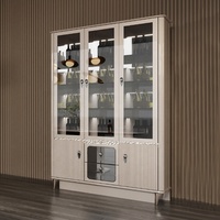 Weißer Weinschrank für Esszimmer und Wohnzimmer, Holz-Vitrine mit Glasfront, Moderner Luxus-Weinschrank zur Aufbewahrung zu Hause