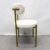 Chaise de salle à manger couleur crème avec dossier en laine d'agneau, style luxe léger, moderne et minimaliste, tabouret de manucure pour chambre, chaise de maquillage pour coiffeuse