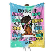 2024 nouveauté conception personnalisée imprimé affirmations positives inspirant femme noire flanelle jeter couverture pour lit